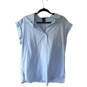 Ann Taylor Light Blue Half Button Down Blouse in Like NEW Condition
